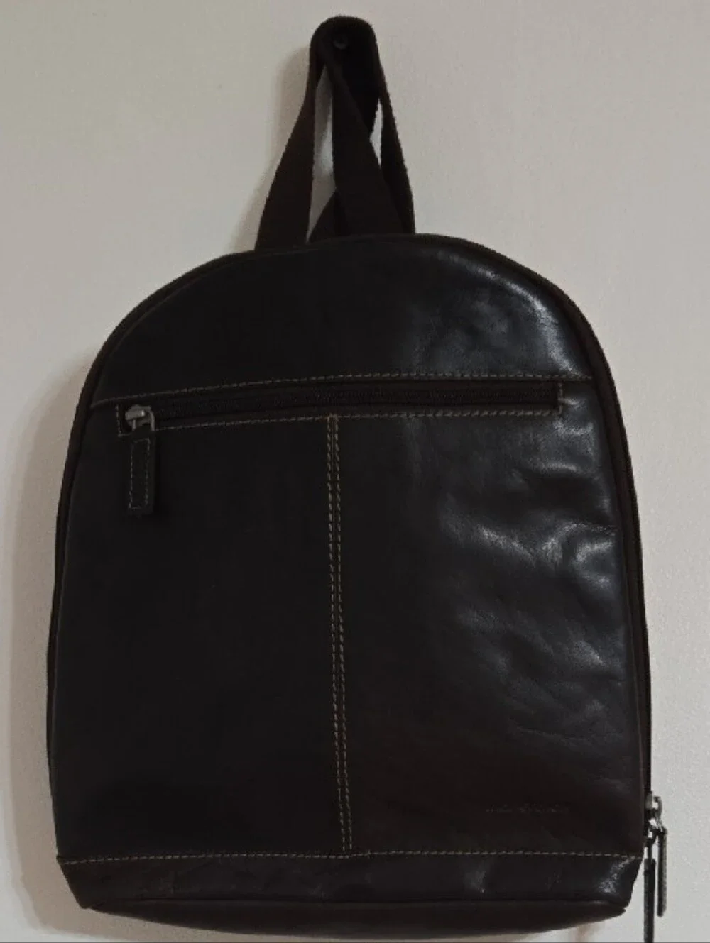 Jack Georges Sleek Dark Brown Leather Convertible Crossbody/Backpack  Bag